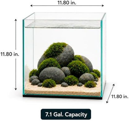 Aquatop High Clarity Low Iron Glass Cube Aquarium, 7.1 Gallon – 5mm Thick Glass – Slim Design – Ideal for Fresh & Saltwater – Desktop Tank with Silicone Sealing