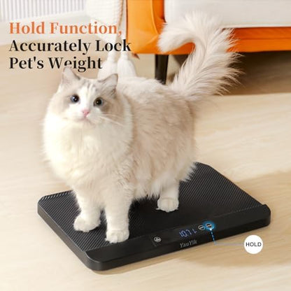 YAUYIK Digital Pet Scale, Baby Scale with Non-Slip Mat, Up to 88lb, Black