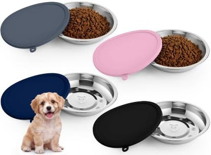 Patelai Dog Bowl with Lid, 8 Pcs, Black,Gray,Dark Blue,Pink