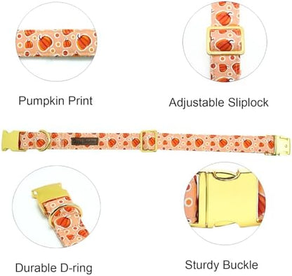 Dog Collars, Fall Dog Collars Halloween Puppy Pumpkin Print Pet Collars Durable Metal Comfortable Dog Collar Puppy Adjustable Dog Collar for X-Large Dogs