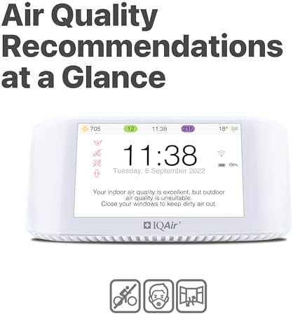 IQAir Air Quality Monitor Indoor, Swiss Design, Professional Grade, Detects PM2.5, CO2, AQI, Temperature, Humidity, Indoor Air Quality Real-Time Air Quality & Forecasting, Historic Data