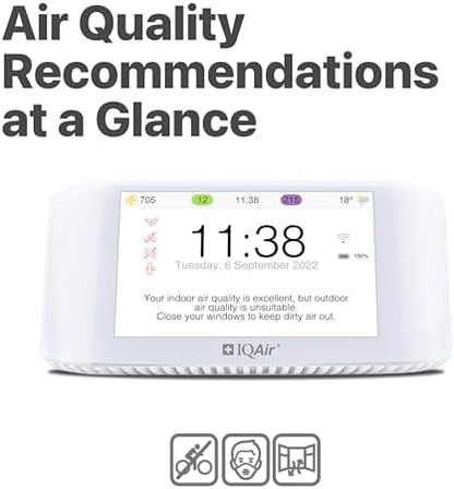 IQAir Air Quality Monitor Indoor, Swiss Design, Professional Grade, Detects PM2.5, CO2, AQI, Temperature, Humidity, Indoor Air Quality Real-Time Air Quality & Forecasting, Historic Data