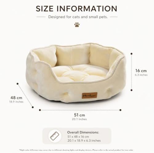 Cream Ivory Cat Bed for Indoor Cats, Removable Cushion Bed
