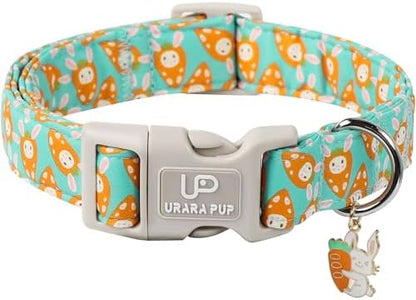 Easter Dog Collar, Lovely Cotton Easter Carrot Adjustable Puppy Collar for Girl Boy Dog, Adorable Carrots Collar for Small Medium & Large Dogs
