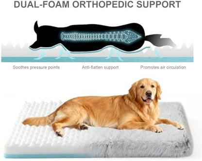 Orthopedic Memory Foam Dog Bed Extra Large Size Crate Pad 44 x 32 Inch Gray