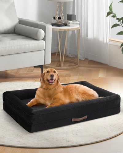 Upvilla Orthopedic Dog Bed XXL, Four-Sided Dog Sofa, Washable Cover, Black