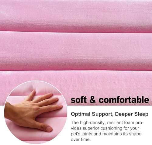 pobopobo Dog Crate Pad, Ultra Soft & Anti-Slip Kennel Mat, Secure Fit for Metal Crates & Dog Cages, Washable Cozy Bed for Extra Small Dogs & Cats (Pink, XS(18"*12"*1.5"))