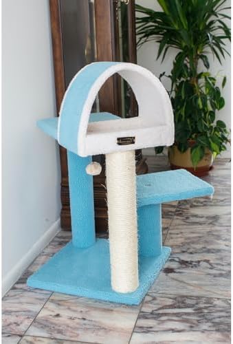 Armarkat Sky Blue 29" Cat Tree, Real Wood Tunnel For Squeeze, Snoozing And Hiding, B2903