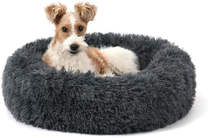 NOYAL Donut Dog Bed for Small Medium Pets, Plush Calming Faux Fur