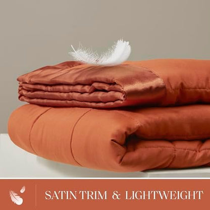 Madison Park Down Alternative Twin Size Blanket for Bed, Satin Trim, Orange