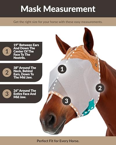 TSZ Arabian Horse Fly Mask Standard No Ears UV Block 70% Breathable Flymask