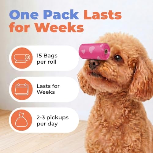 Best Pet Supplies Poop Bags for Dogs - Pink Heart, 150 Count