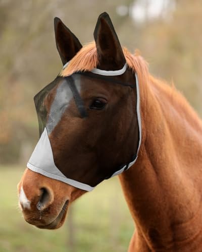 Hilltown Fly Mask for Horse with Ears - Pony, Grey