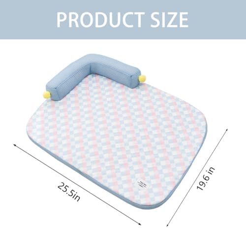 All-Season Ice Fabric Cat Bed with Cushioned Pillow Washable Mat for Pets