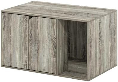 Furinno Peli Litter Box Enclosure, French Oak Grey