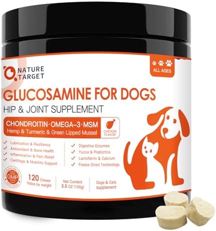 NATURE TARGET Glucosamine for Dogs, Hip and Joint Supplement, 120 Bites