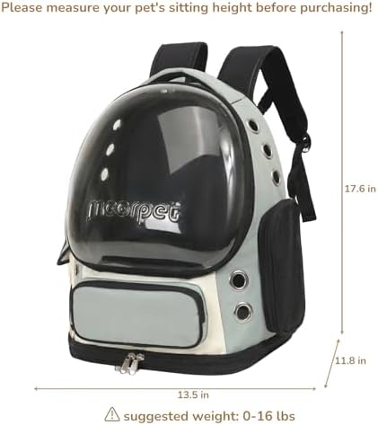 Cat Bubble Backpack Carrier, TSA Airline Approved Pet Travel Bag for Small Medium Dogs, Clear Hiking Camping Backpack for Cats, Kitten and Puppy up to 18 lbs, Green Bubble
