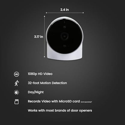 Feit Electric Smart Garage Door Camera, 2-Way Audio, Live Streaming, Human Motion Detection, 24/7 Recording, Infrared Night Vision, Remote Closure & Alerts, Alexa/Google Asst Compatible, CAM/GAR/WiFi