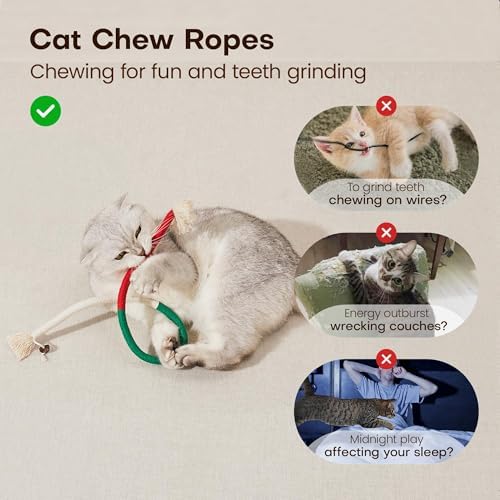 Potaroma Cat Toys Chew Ropes 3Pcs with Refillable Natural Catnip