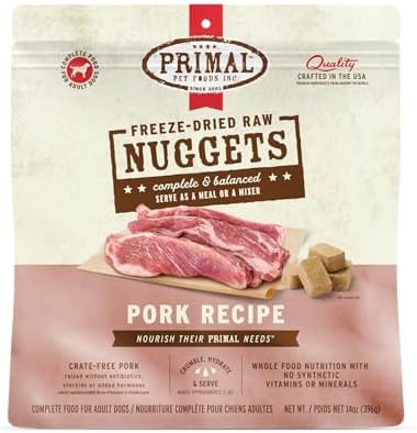 Primal Freeze Dried Raw Dog Food Nuggets, Pork, 14 oz