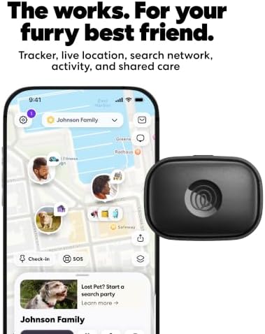 Life360 Pet GPS Tracker for Dogs | Live Tracking, Escape Alerts & Lost Pet Network | Up to 14 Days Battery | 12-Month Silver Subscription Included for New & Free Members | 1-Pack, Black