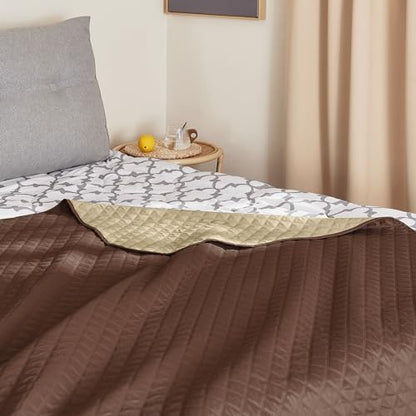 NICETOWN Dog Bed Cover for Pets Blankets Rug Pads for Couch Protection Waterproof Bed Covers Dog Blanket Furniture Protector Reusable Changing Pad, 62 x 82 inch, 1 Panel, Chocolate/Sand