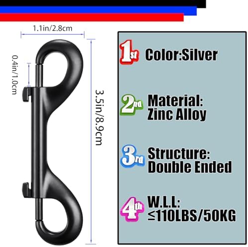 Double Ended Bolt Snaps Hook Zinc Alloy Double Trigger Metal Clips for Hanging Horse Tack Sling Feed Barns Water Buckets Linking Dog Leash Collar Leash Key Chain Horse Feeding Supplies 15 Pieces