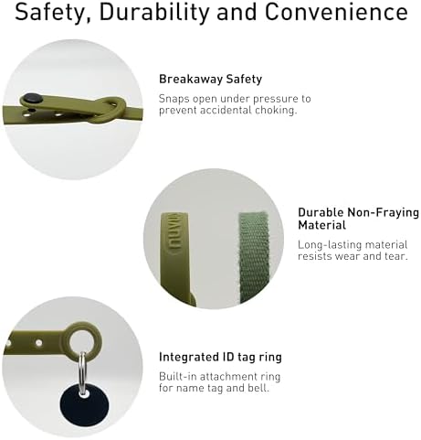 Airtag Silicone Cat Collar - Soft, Comfortable, and Lightweight Breakaway Collar with Air Tag GPS Tracker Holder for Outdoor Cats and Sensitive Skin Kittens by Nuvuq (6 ⅞" to 10 ¼", Green)