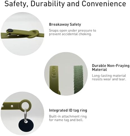 Airtag Silicone Cat Collar - Soft, Comfortable, and Lightweight Breakaway Collar with Air Tag GPS Tracker Holder for Outdoor Cats and Sensitive Skin Kittens by Nuvuq (6 ⅞" to 10 ¼", Green)