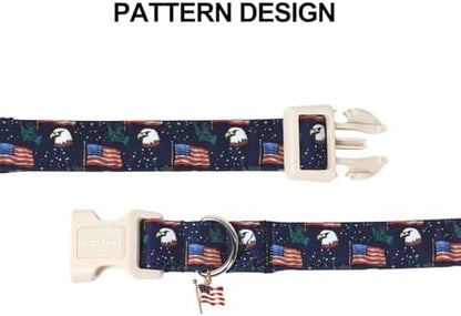 Lionet Paws 4th of July Dog Collar American Flag Statue of Liberty Collars with Cute Flags Pattern Pendant - Female Male Boy Dog Collar for Small Medium Dogs XS