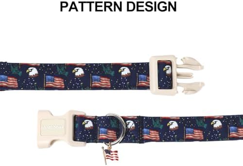Lionet Paws 4th of July Dog Collar American Flag Statue of Liberty Collars with Cute Flags Pattern Pendant - Female Male Boy Dog Collar for Small Medium Large Dogs M