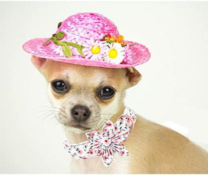 Dog Collar - Pink Dog Collar with Flower for Dogs Flowers Adjustable Dog Collar Girl Pet Gift Dog Collar for Medium Small Large Dogs