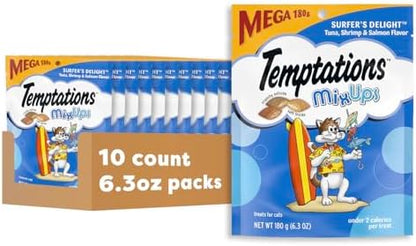 Temptations MixUps Crunchy Cat Treats, Surfer's Delight, 6.3 oz, 10 Pack