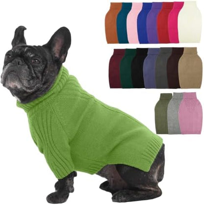 IECOii Small Dog Sweater, Warm Turtleneck for Small to Medium Dogs, L
