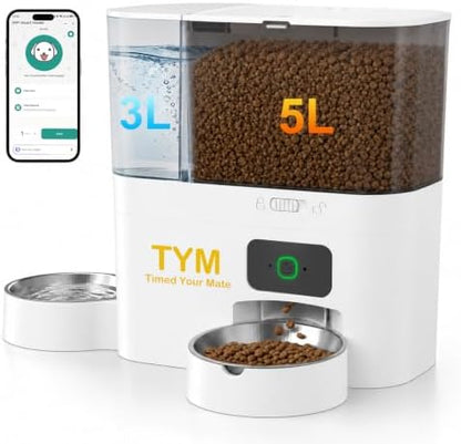 Automatic Cat Feeder and Water Dispenser, 8L WiFi Cat Dry Food Dispenser