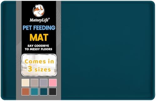 MateeyLife Silicone Cat & Dog Food Mat for Floors Waterproof, Anti-Slip Dog Bowl Mats for Food and Water, Pet Feeding Mats with Lip to Prevent Spills, Pet Placemat for Messy Drinkers to Protect Floors