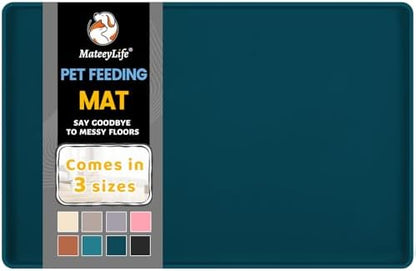 MateeyLife Silicone Cat & Dog Food Mat for Floors Waterproof, Anti-Slip Dog Bowl Mats for Food and Water, Pet Feeding Mats with Lip to Prevent Spills, Pet Placemat for Messy Drinkers to Protect Floors