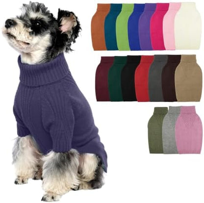 Turtleneck Dog Sweater, Thermal Knitted Sweater for Small Dogs (Blue, M)