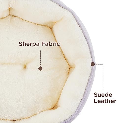 Bedsure Dog Beds for Small Dogs - Round Cat Beds for Indoor Cats, Washable Pet Bed for Puppy and Kitten with Slip-Resistant Bottom, 20 Inches, Misty Lilac