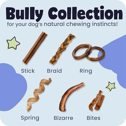 Pawstruck Natural 3–5" Bully Sticks for Small Dogs and Puppies – Single Ingredient, Low-Odor, Rawhide-Free Chew Treat – 100% Real Beef, No Artificial Preservatives – 8 oz Bag – Packaging May Vary