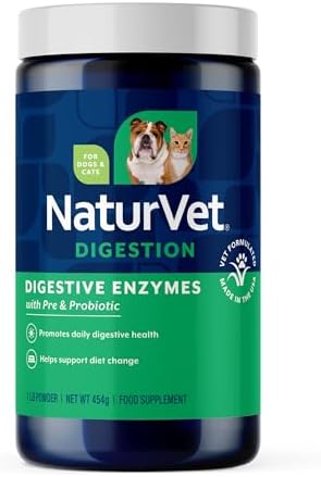 NaturVet Digestive Enzymes with Pre & Probiotic for Dogs & Cats- 1lb Powder
