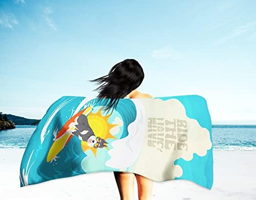 Caroline's Treasures MLM1271TWL3060 Surfer Dog Black Silver Schnauzer Premium Beach Towel Oversized Towel Beach Blanket, Pool, Beach Essentials, Yoga, Premium Bath Towel, Quick Dry Plush
