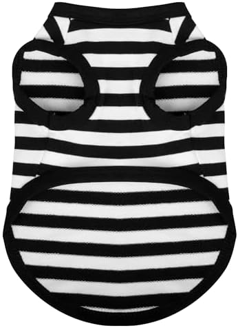 Paiaite Striped Shirt Happy Color Cotton Sleeveless Puppy Tank Top for Small Medium Dogs Black XL