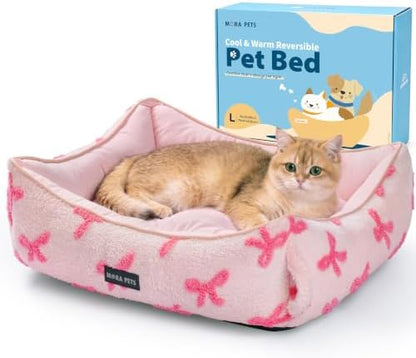 Reversible Cat Bed Dog Bed for Small Dogs Rectangle Bed Washable 20x19x6 in