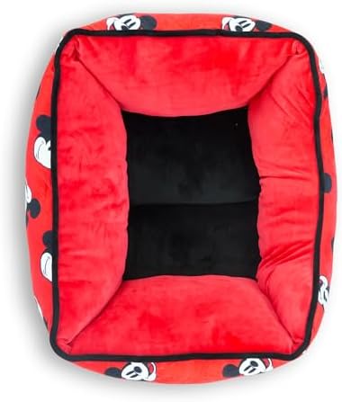 Disney Dog Bed, Mickey Mouse Expressions Scattered Red, Cuddler