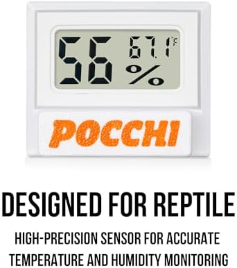 Magnetic Reptile Thermometer and Humidity Gauge - Indoor Temperature and Humidity Monitor - Digital Thermometer Hygrometer for Tank Accessories Bearded Dragon, Snake, Gecko, Lizard - White