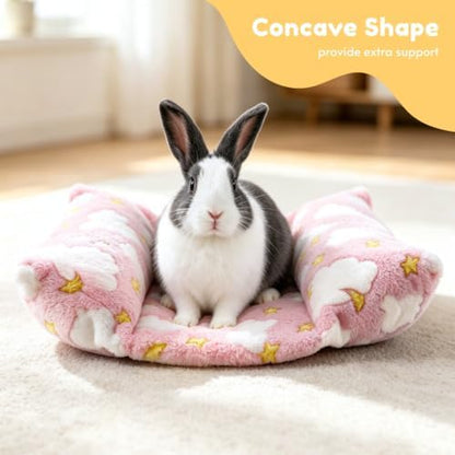 Rabbit Bed with Pillows, Dual-Sided 17"x15" Washable Lounger Pad
