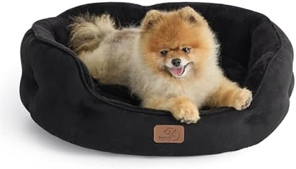 Bedsure Small Dog Bed Washable,Round Cat Beds for Indoor Cats,25in Black