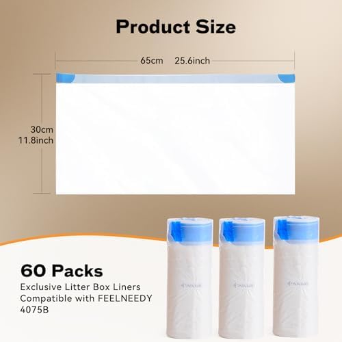 Automatic Self-Cleaning Cat Litter Box Replaced Trash Bags-3 Rolls, 60 Packs FEELNEEDY Cat Litter Box Waste Bag for 4075B