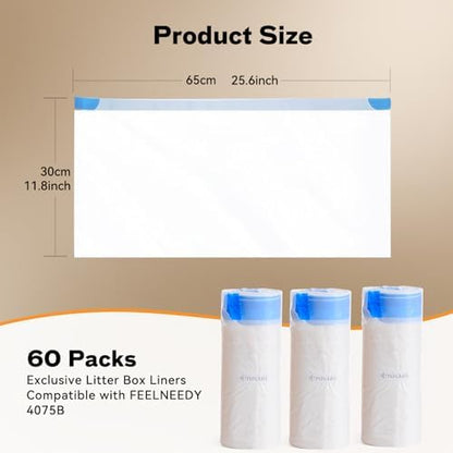 Automatic Self-Cleaning Cat Litter Box Replaced Trash Bags-3 Rolls, 60 Packs FEELNEEDY Cat Litter Box Waste Bag for 4075B